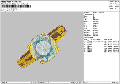 Ring 1812 Embroidery File 6 sizes