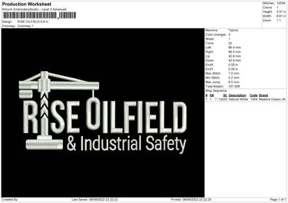 Rise Oilfield Embroidery File 5 sizes