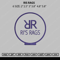Ris Rags Embroidery File 6 sizes