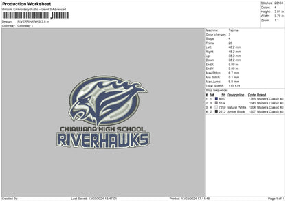 River Embroidery File 6 sizes