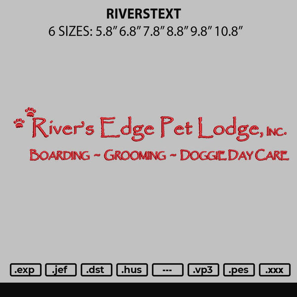 Riverstext Embroidery File 6 sizes