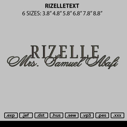 Rizelletext Embroidery File 6 sizes