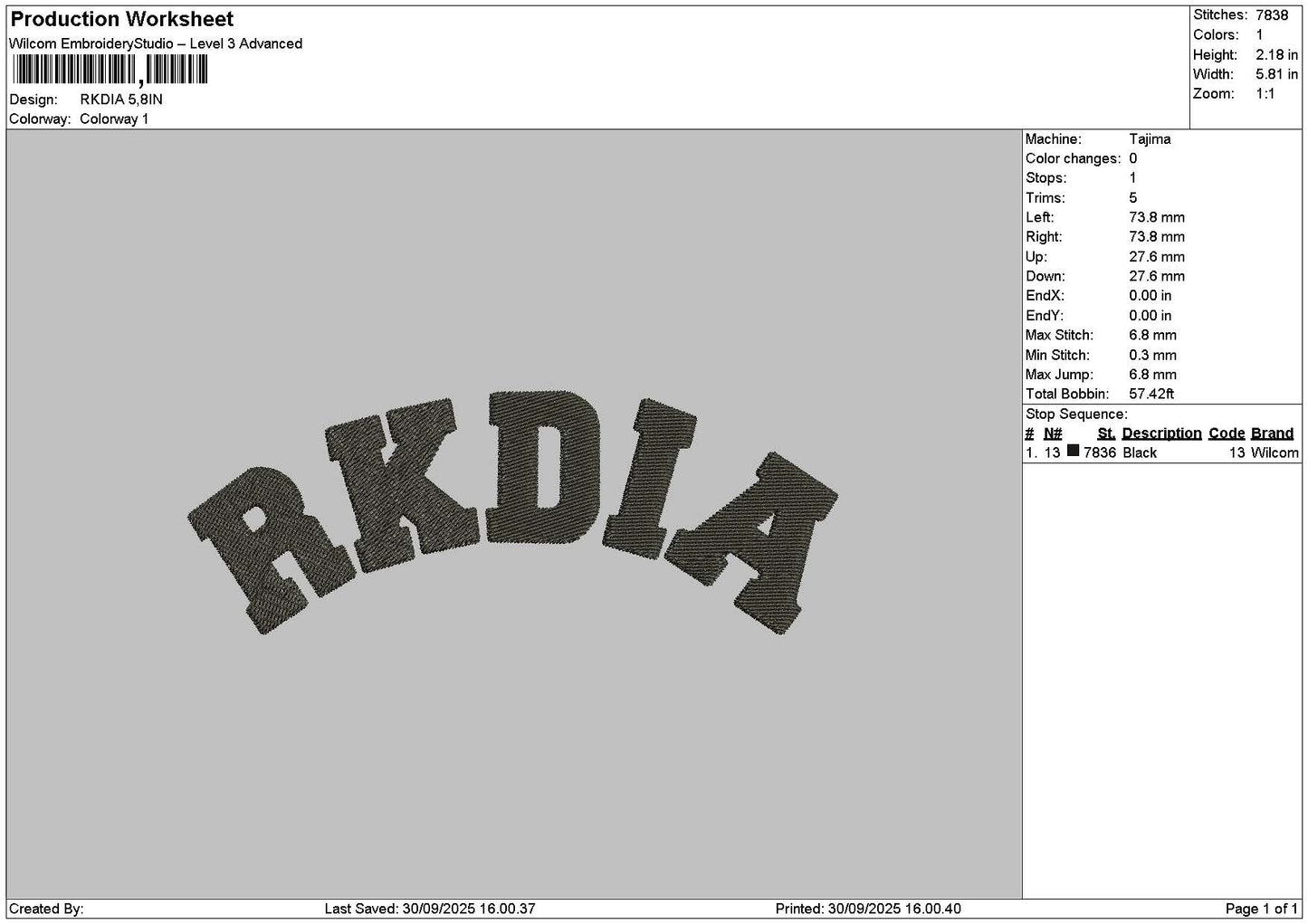 Rkdiatext Embroidery File 6 sizes