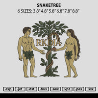 Snaketree Embroidery File 6 sizes