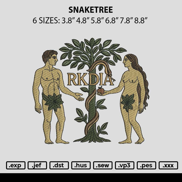 Snaketree Embroidery File 6 sizes