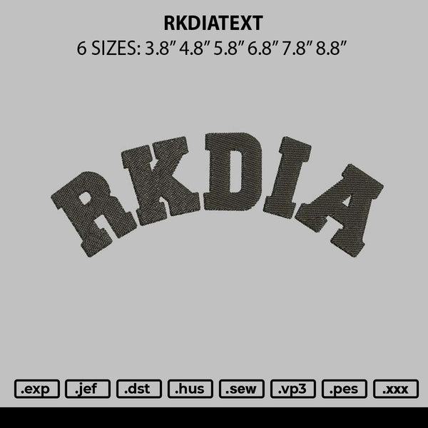 Rkdiatext Embroidery File 6 sizes