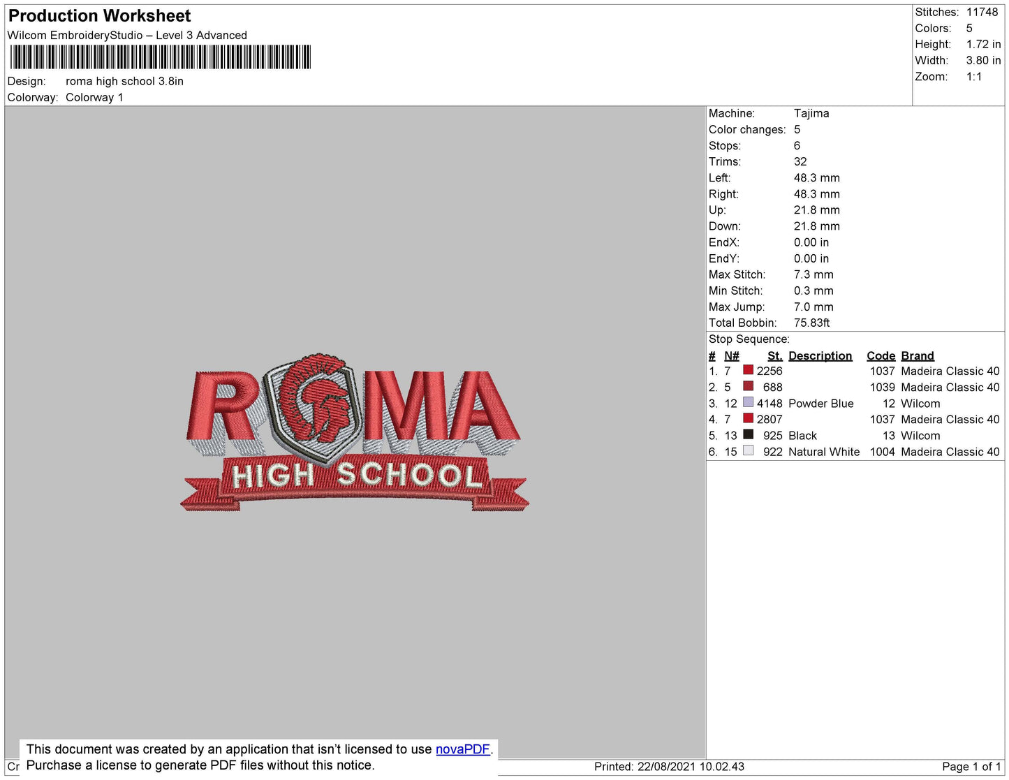 Roma High Embroidery File 4 size