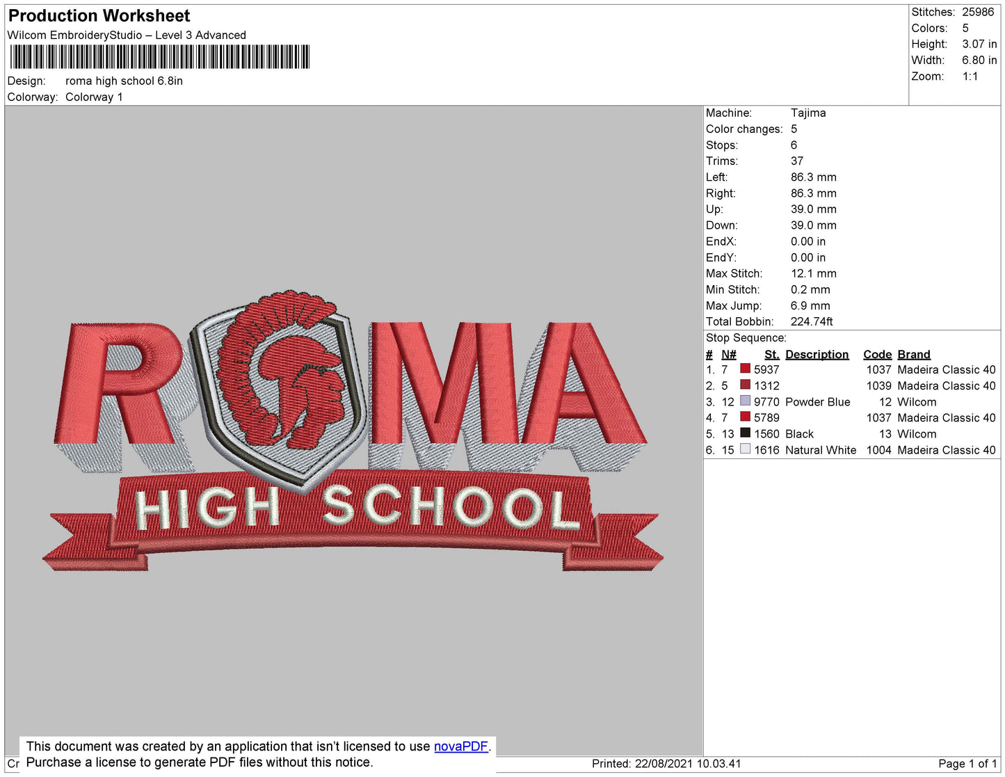 Roma High Embroidery File 4 size
