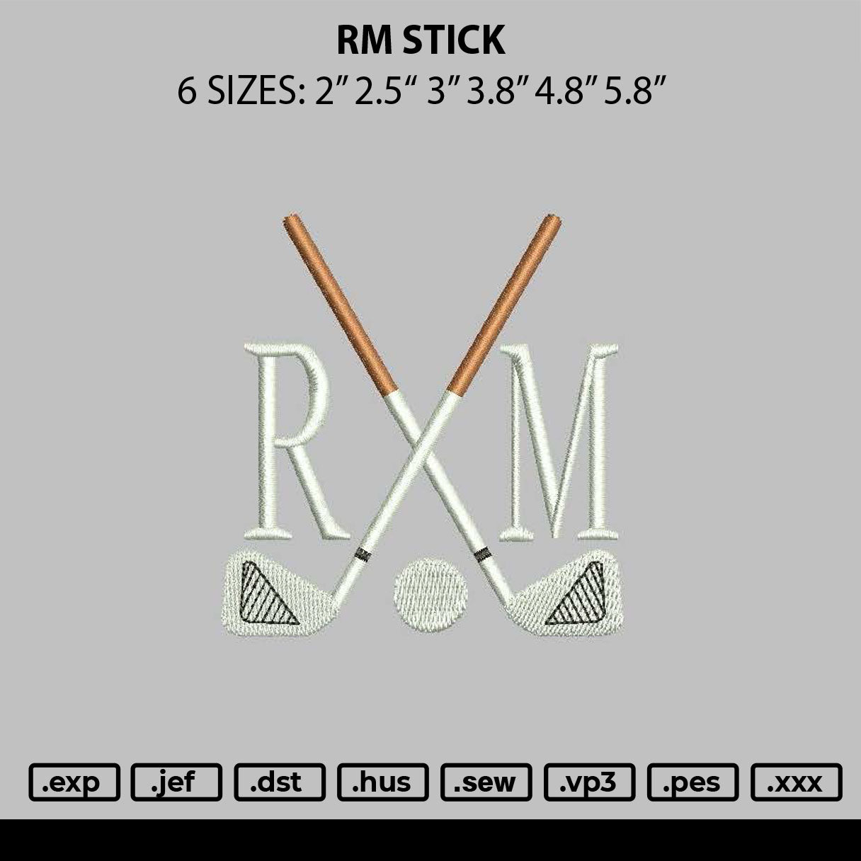 Rm Stick Embroidery File 6 sizes