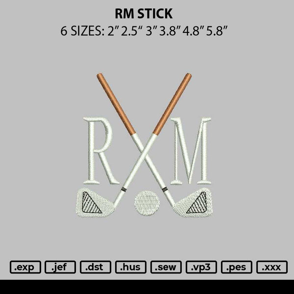 Rm Stick Embroidery File 6 sizes