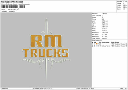 Trucks Text 0408 Embroidery Machine Design File 6 sizes