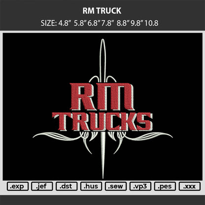 Trucks Text 0408 Embroidery Machine Design File 6 sizes