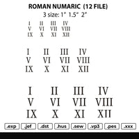 Roman Numaric 12 File 3 size Embroidery File
