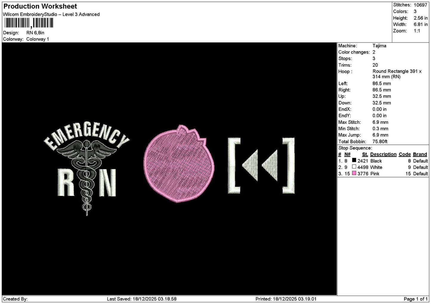 Rntext Embroidery File 6 sizes