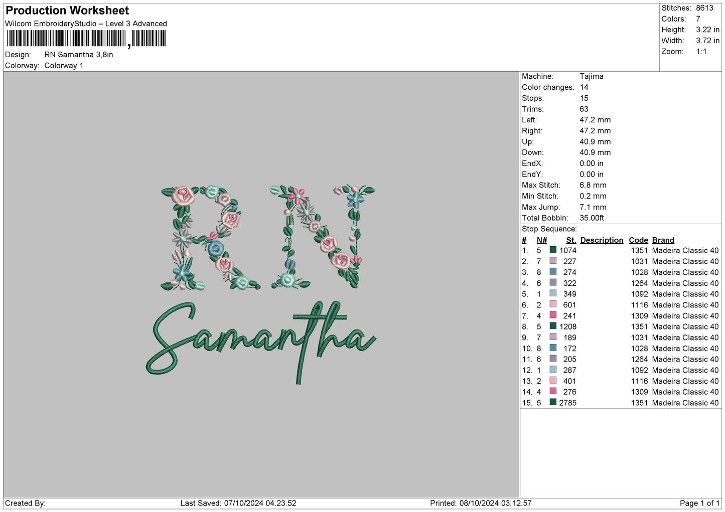 Samanthatext Embroidery File 6 sizes