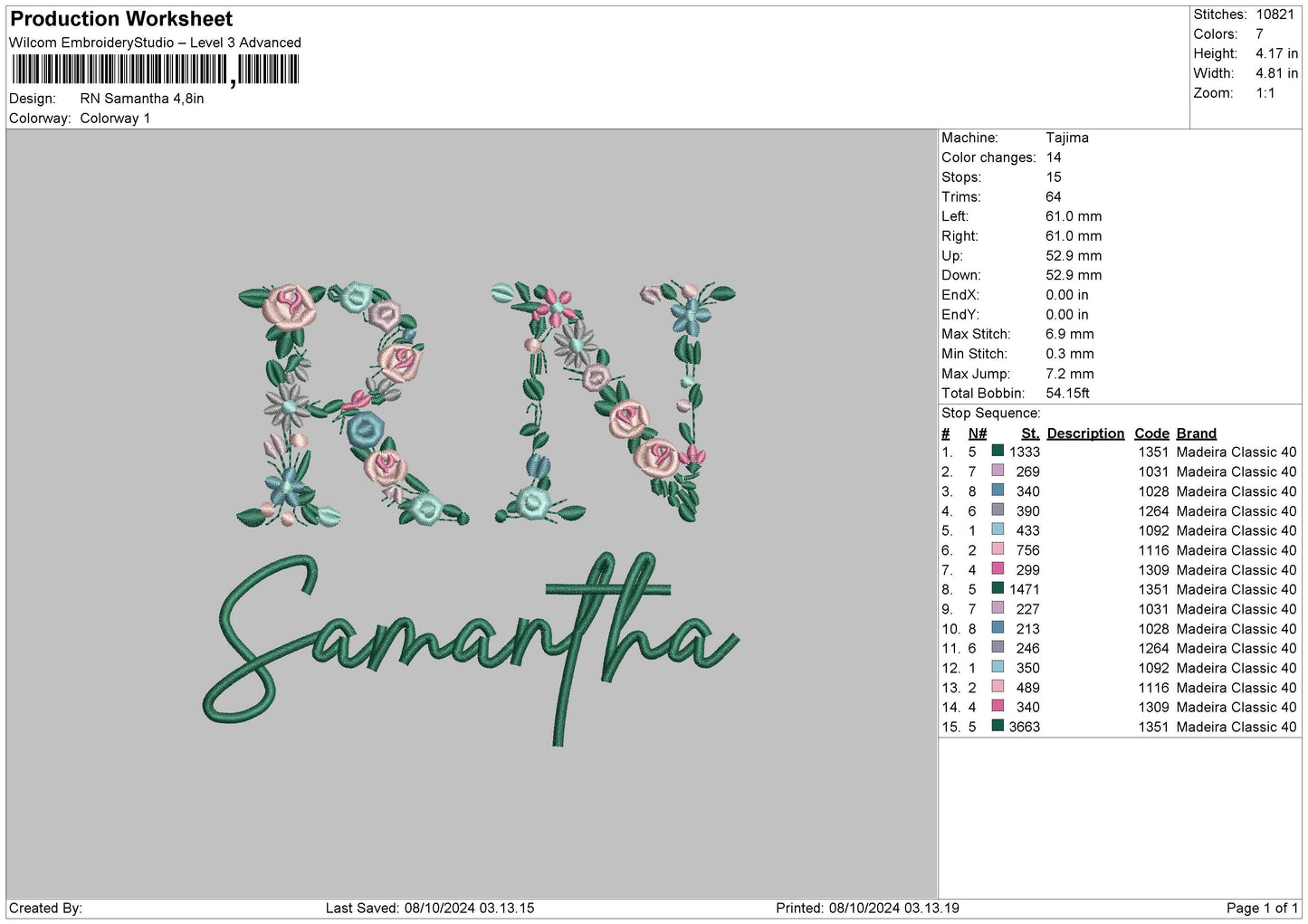 Samanthatext Embroidery File 6 sizes