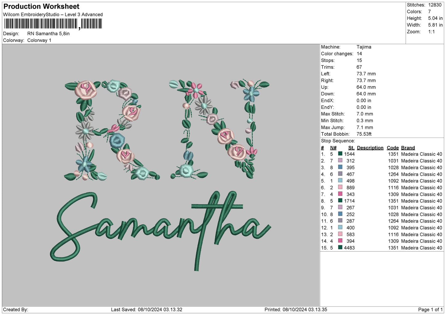 Samanthatext Embroidery File 6 sizes