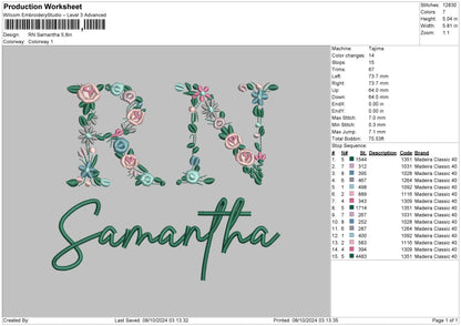 Samanthatext Embroidery File 6 sizes