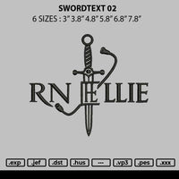 Swordtext 02 Embroidery File 6 sizes