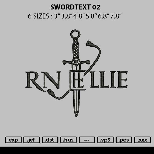Swordtext 02 Embroidery File 6 sizes