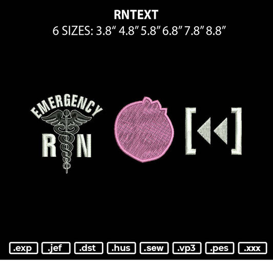 Rntext Embroidery File 6 sizes