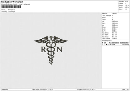 RN logo Embroidery File 6 size