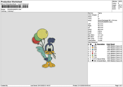 Bird Balloons Embroidery File 6 sizes