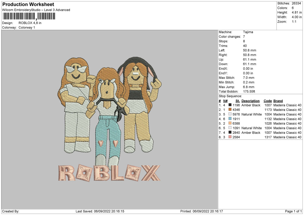 Roblox Embroidery File 5 sizes – Master Digitizer