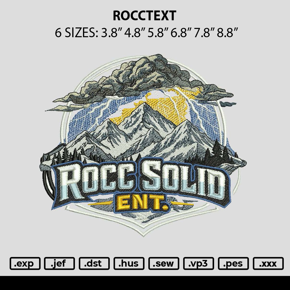 Rocctext Embroidery File 6 sizes