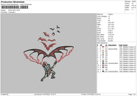 Rock Bat Embroidery File 4 sizes