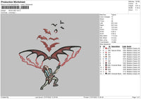 Rock Bat Embroidery File 4 sizes