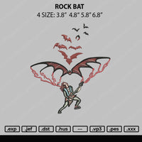 Rock Bat Embroidery File 4 sizes