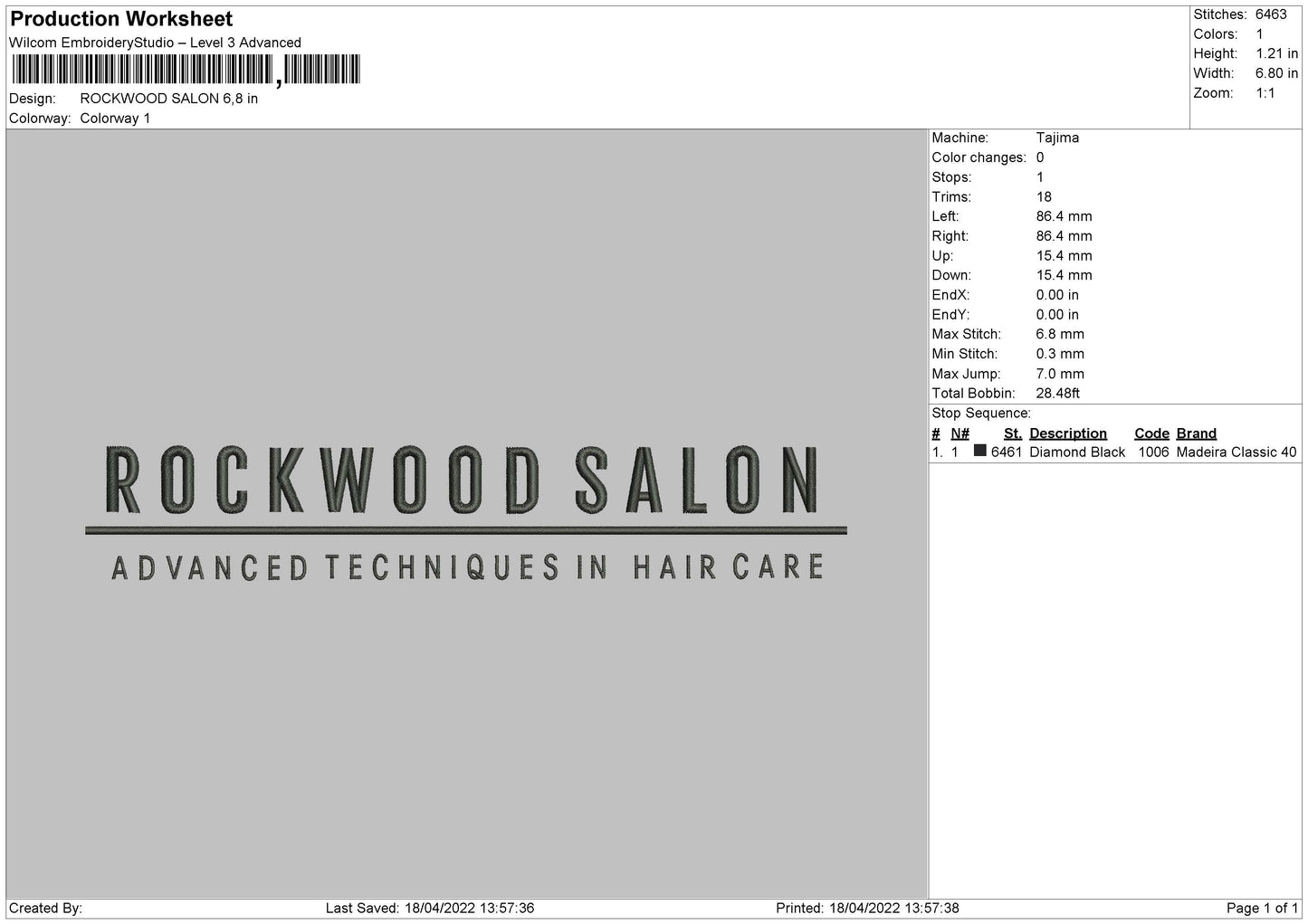 Rockwood Salon Embroidery File 4 size