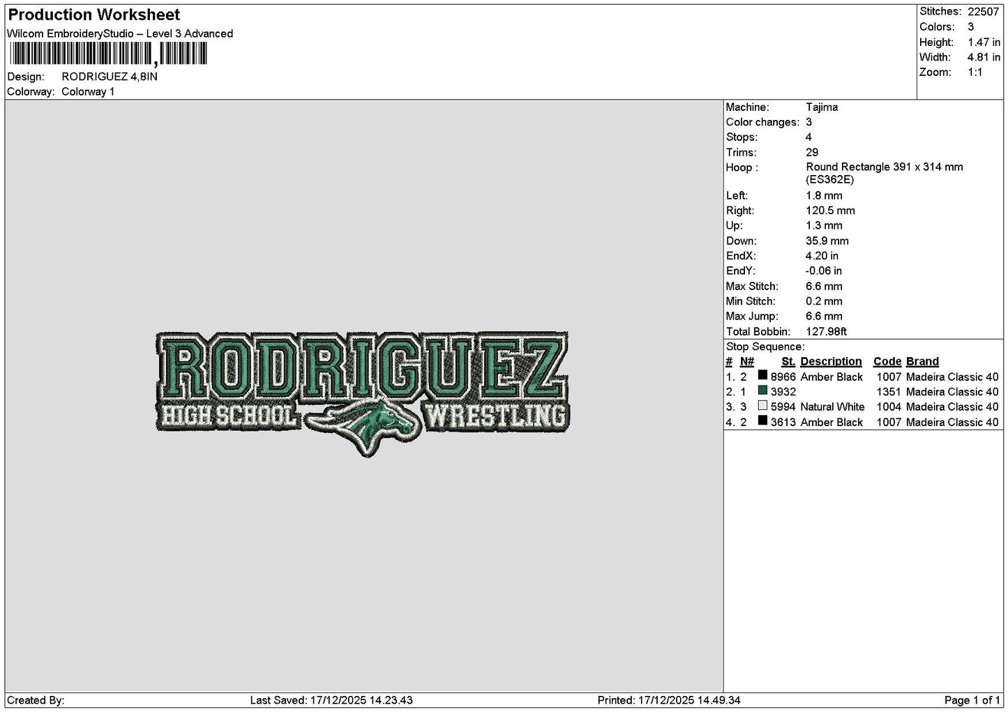 Rodrigueztext 1712 Embroidery FIle 6 sizes