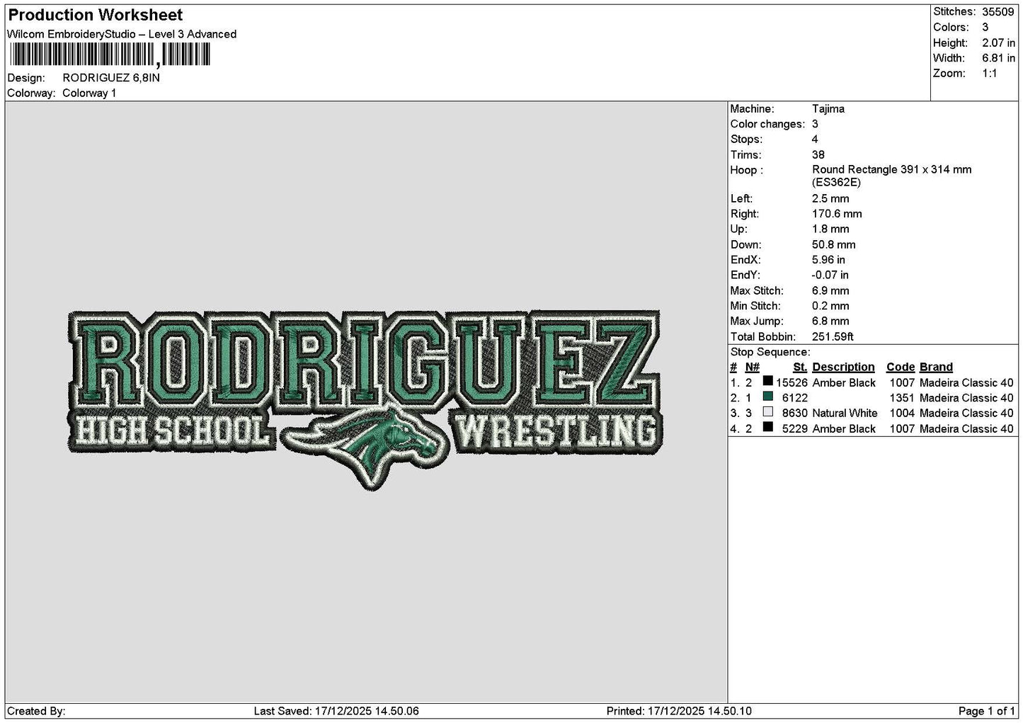 Rodrigueztext 1712 Embroidery FIle 6 sizes