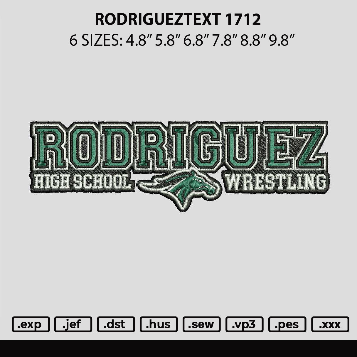 Rodrigueztext 1712 Embroidery FIle 6 sizes