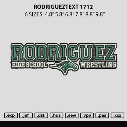 Rodrigueztext 1712 Embroidery FIle 6 sizes