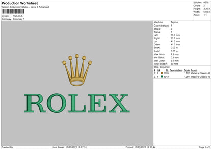 Rolex Embroidery File 4 size