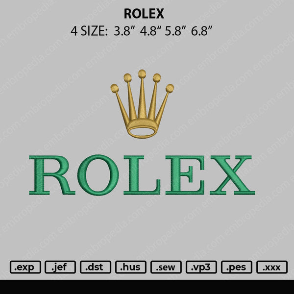Rolex Embroidery File 4 size