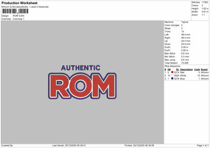 ROM Logo Embroidery File 6 sizes