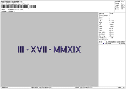 Roman2901a Embroidery File 6 sizes