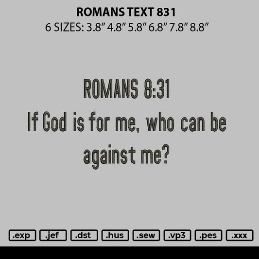 Romanstext 831 Embroidery File 6 sizes