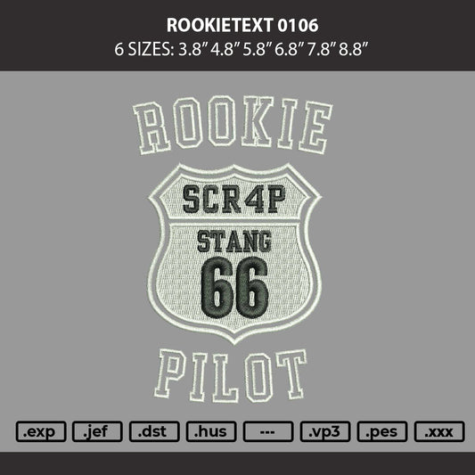 Rookietext 0106 Embroidery Machine Design File 6 sizes