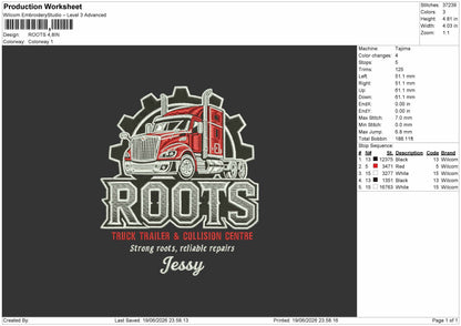 Rootstext Embroidery Machine Design File 6 sizes