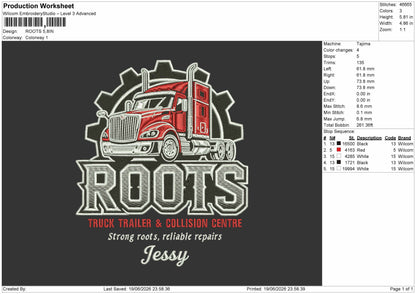 Rootstext Embroidery Machine Design File 6 sizes