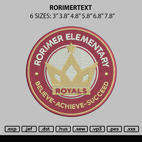 Rorimertext Embroidery File 6 sizes