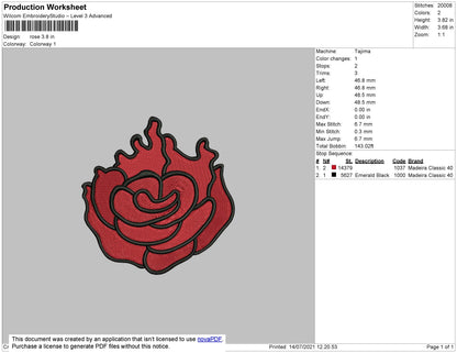 Rose Embroidery File 4 size