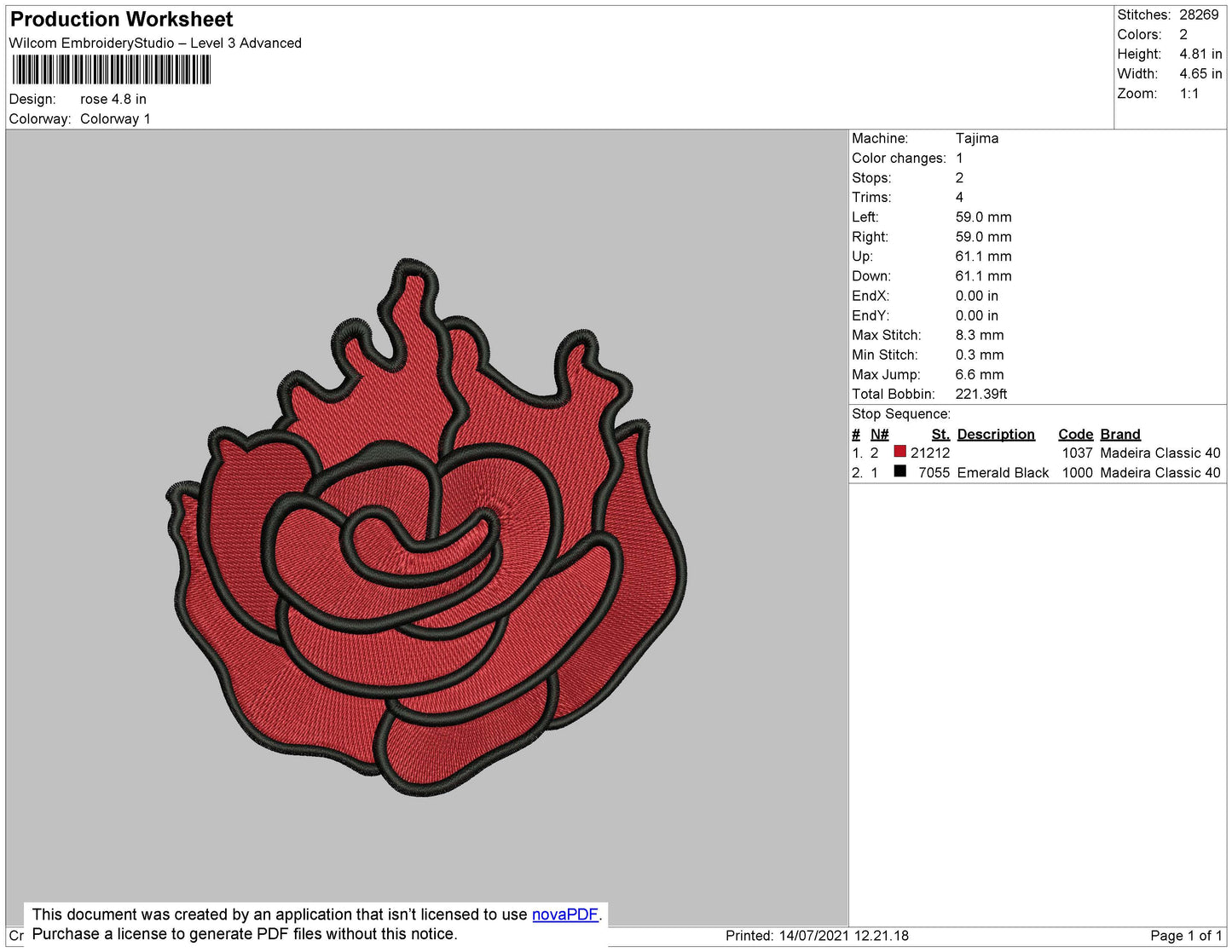 Rose Embroidery File 4 size