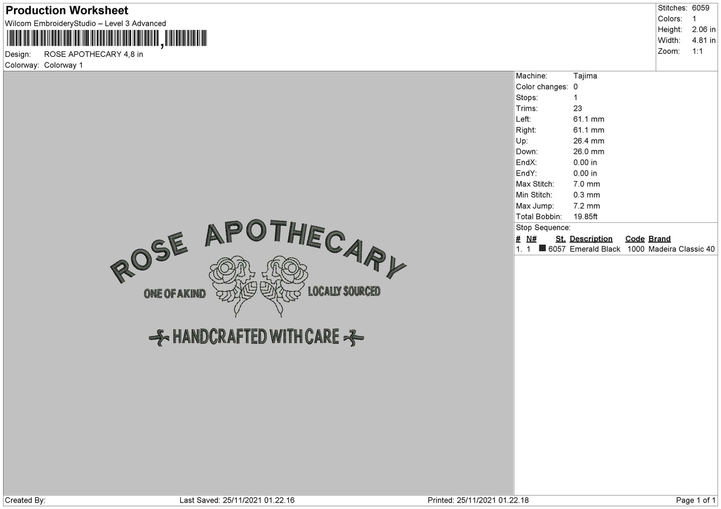 Rose Apothecery Embroidery File 4 size