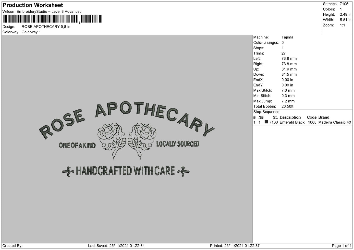 Rose Apothecery Embroidery File 4 size
